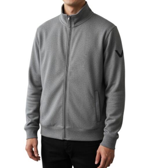 MICHAEL KORS Cardigan Men L Knit Gray Embroidered Logo Full Zip Stylish Y2K 20's - Picture 2 of 10